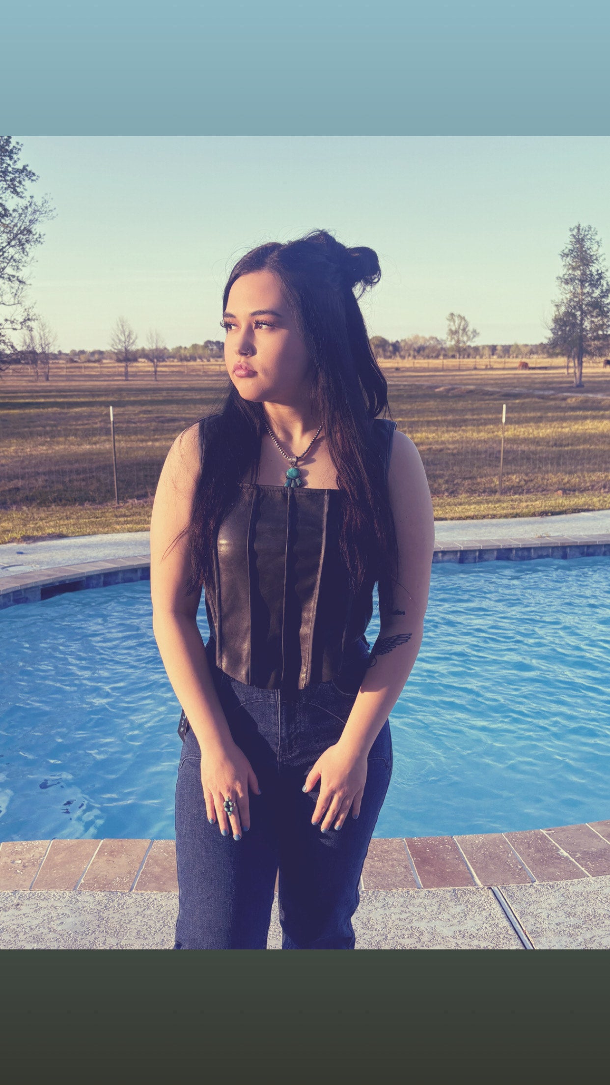 Leather babe Top